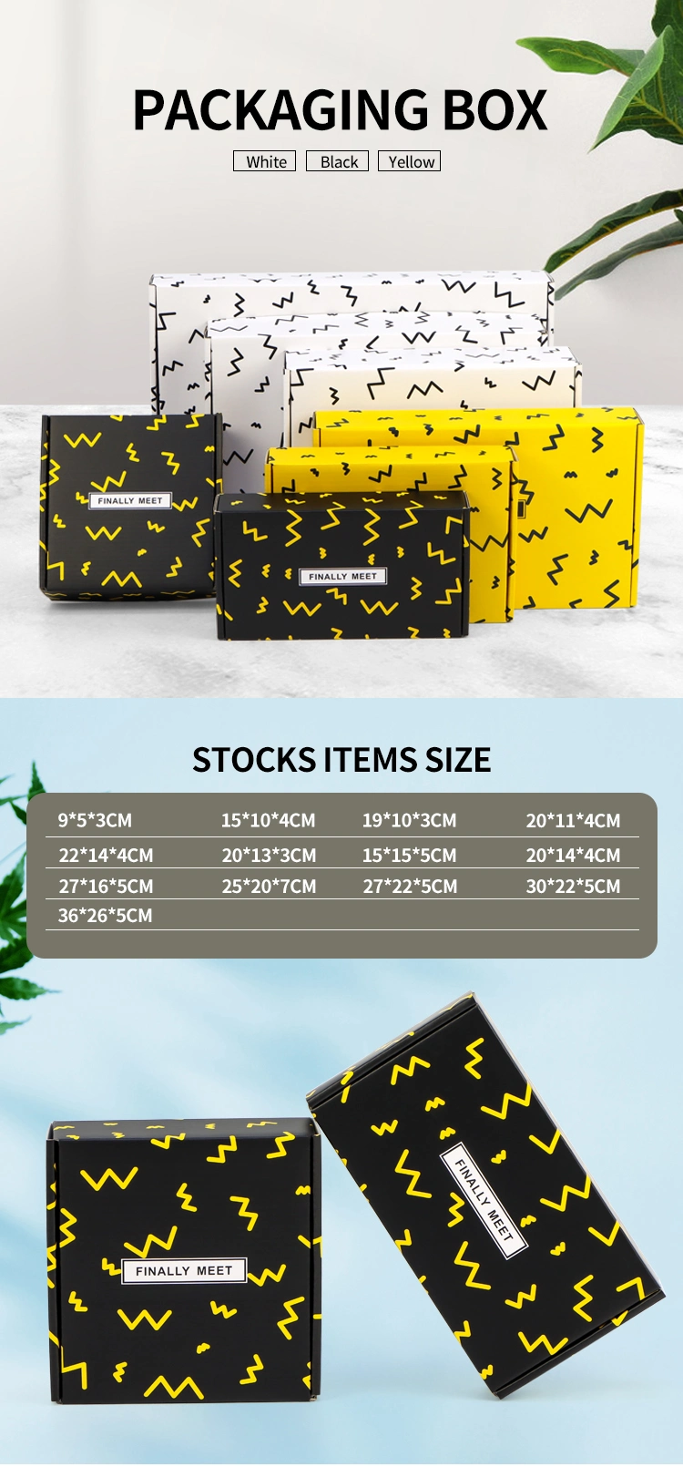 Firstsail Custom Design Cheap Durable Apparel Clothing Cardboard Paper Box Mailing Socks Clothes Shipping Yellow Color Corrugated Boxes