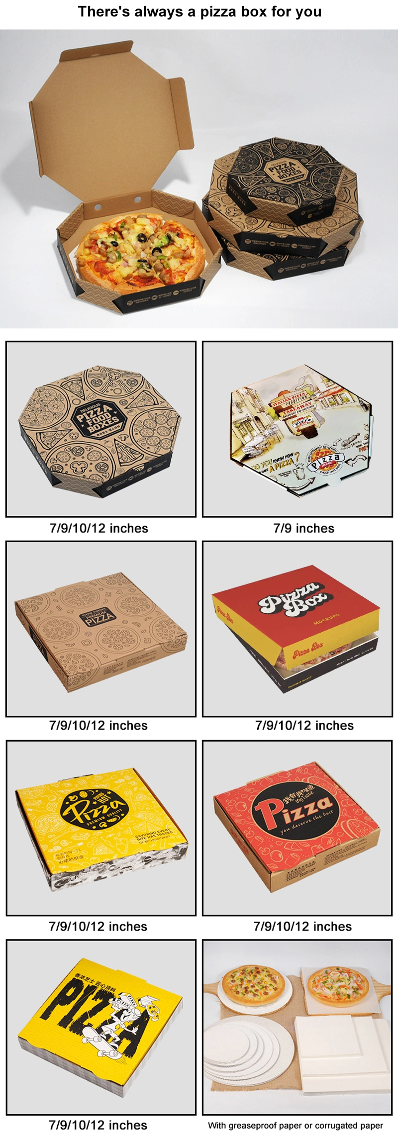 Custom Logo Cheap Paper Crepe Pizza Food Packaging Carton Box Corrugated