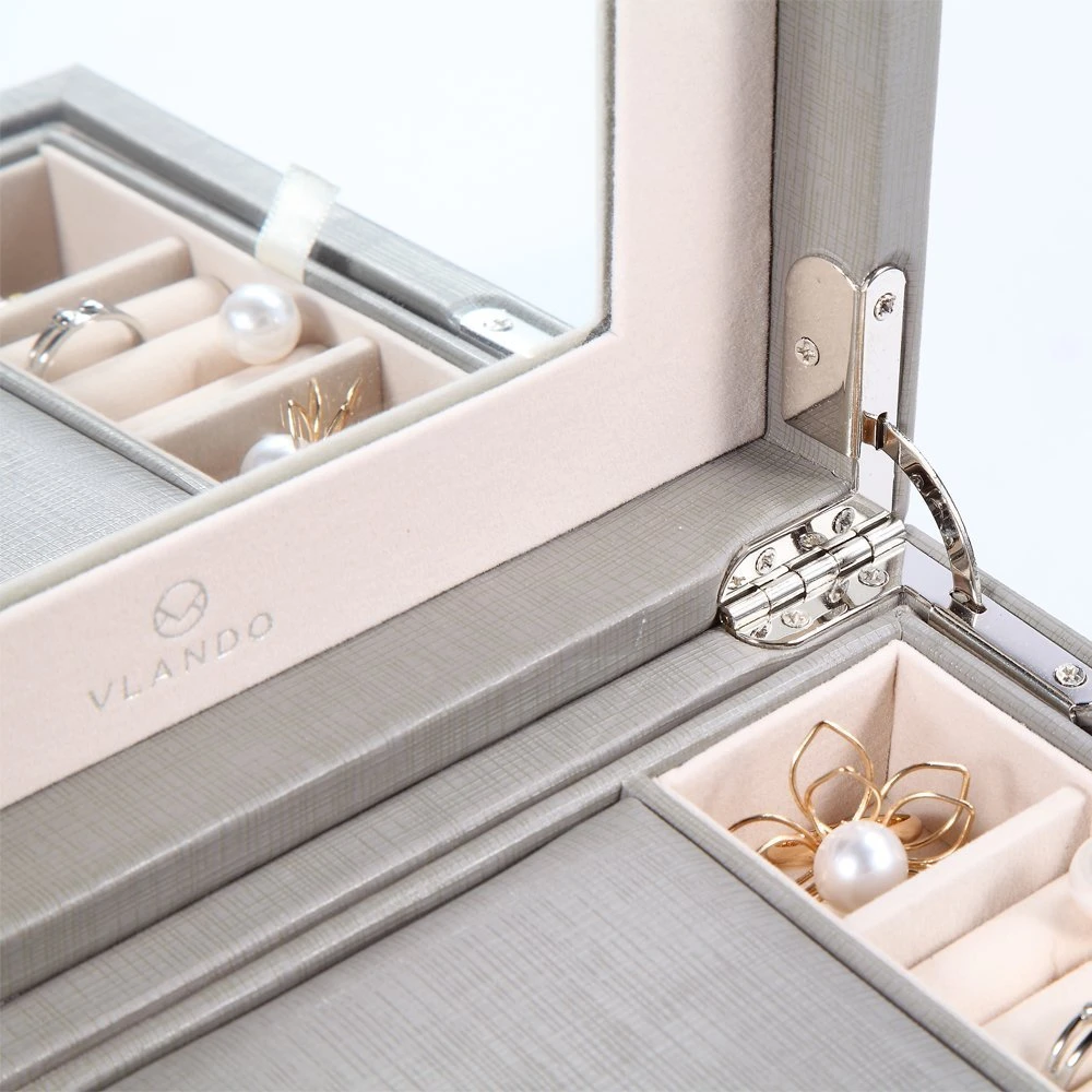 High End Trendy Luxury Travel Jewelry Collection Box with Mirror