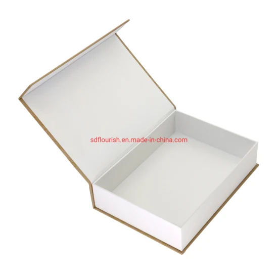 Book Shaped Beige Coated Paper Pasted Cardboard Birthday Gift Packaging Box