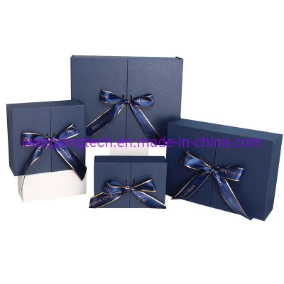 Wholesale Blue Gift Box Festival Gift Packaging Box Large Birthday Folio Gift Box Cosmetic Double Door Gift Box