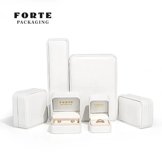 Forte Luxury Fashion Leather Jewelry Packaging Custom Logo Grey Color Jewellery Box