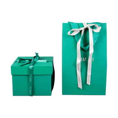 Christmas Birthday Packaging Square Paper Gift Box with Ribbon Binding Packaging Bags